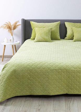 Покривало теп "velour" 150*210 см (салатовий/ромб круглий)
