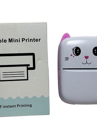 Принтер a9 mini, портативный принтер, кот,11-9-4см, акум.,usbзарядное,бумага,2 цвета,в кор.,9-12-5см
