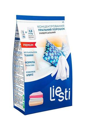 Безфосфатний концентрований пральний порошок преміальної якості універсальний для білих, кольорових тканин 1 кг.тм "лієсті"