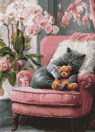 Алмазна мозаїка "муркотливий котик" ©art_selena_ua amo20264, 40х50 см