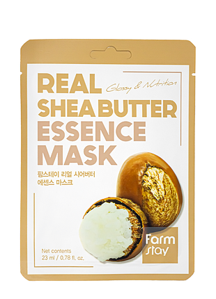 Тканевая маска для лица увлажняющая с маслом ши farmstay real shea butter essence mask daily skin care