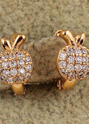 Серьги детские xuping jewelry яблочки золотистые