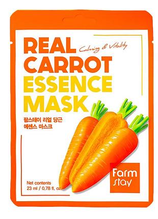 Тканевая маска увлажняющая для лица farmstay real carrot essence mask с экстрактом моркови 23 мл
