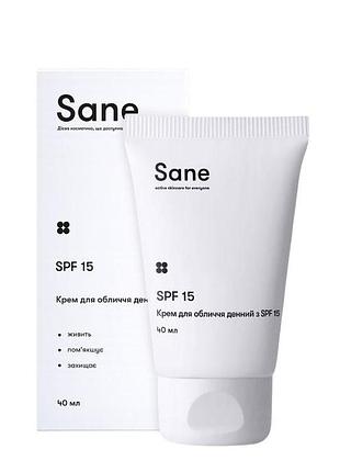 Крем для лица дневной sane с spf 15 для увлажнения и защиты, 40 мл