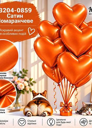 Помаранчеве воздушные шарики фольгированные сердца