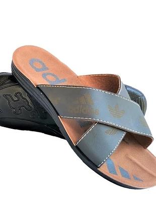 Мужские шлёпанцы тапочки adidas сланцы серые адидас ( размеры: 41,43)
