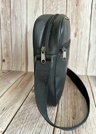 Сумка черная кожаная nike мессенджер мужская борсетка найк 4
