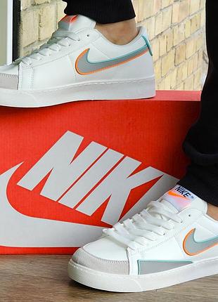 Кроссовки nike бежевые женские белые форсы кожаные найк кеды (размеры: 40,41,43)