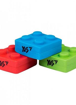 Ластик фигурный yes "blocks", 3 цвета в упаковке, яркий и удобный (560527)