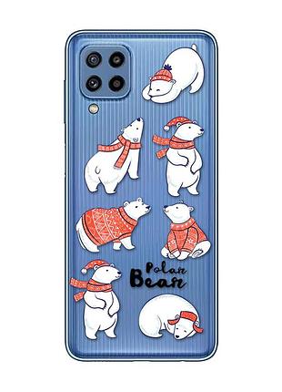 Прозрачный чехол на samsung galaxy m32/m22/a22 4g медведи (принт 145)