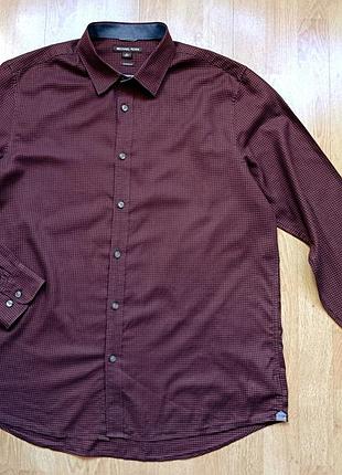 Сорочка чоловіча michael kors бордова, xl, 100% бавовна