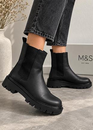 M&s чорні челсі жіночі на масивній підошві 37 р. 24 см | демісезон , осінь / весна