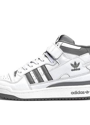 Високі термо кросівки adidas єврозима шкіряні чоловічі черевики адідас білі (розміри: 44,45)