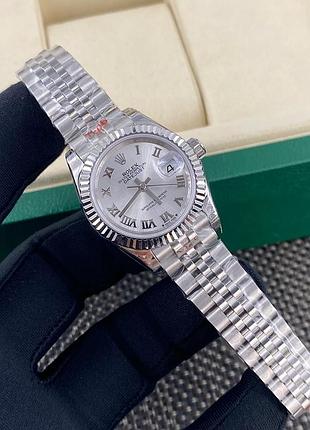 Годинники жіночі rolex datejust 28 mm сріблясті