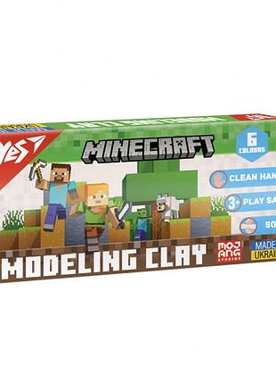Пластилин yes 6 цветов 120 г minecraft для лепки и творчества (540650)