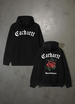 Мужское худи carhartt logo унисекс кофта толстовка лонгслив кархарт черное m