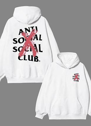Мужское худи anti social social club assc белое унисекс толстовка кофта s