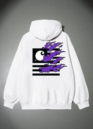 Мужское худи carhartt logo унисекс кофта толстовка лонгслив кархарт белое m