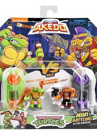 Набор для поединка микеланджело и бибоп tmnt (черепашки-ниндзя), игровая игрушка (123221)