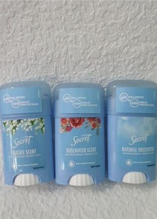 Кремовый дезодорант антиперспирант  secret key delicate 40ml в наличии и другие виды
natural unscented
rose water scent
delicate scent