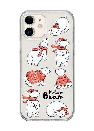 Прозрачный чехол на iphone 12 mini мишки (принт 145)