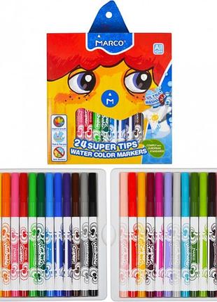 Фломастери 24 кольори super washable tm "marco" (1630-24cb)