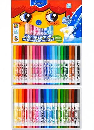 Фломастеры 48 цветов super washable, marco