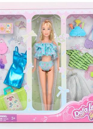 Кукла defa 8533 кукла с нарядами, 30см, платья, обувь, украшения, чемодан, сумки, аксессуары