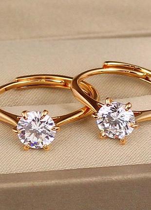Кольцо xuping jewelry тонкое раздвижное с фианитом на шесть креплений р 18 золотистое