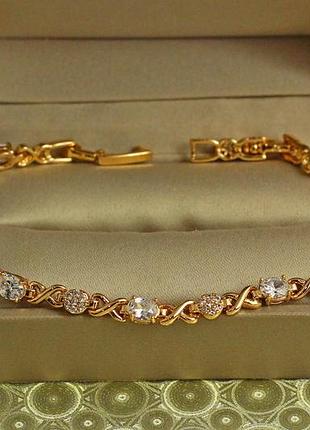 Браслет xuping jewelry вісімки з білими каменями і монетками 20 см 4 мм золотистий