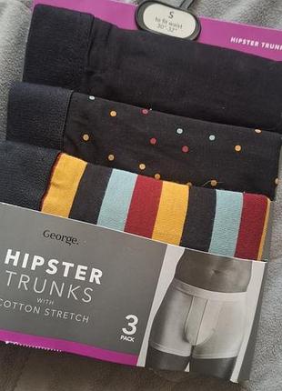 Труси чоловічі george hipster trunks бавовна стрейч, 3 шт.