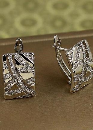 Серьги xuping jewelry ледяная мозаика 1,5 см серебристые