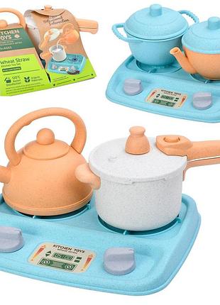 Игровой набор посуды с плитой и чайником 2 цвета (hg-3034-35)