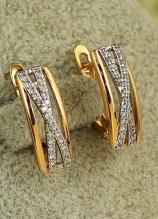 Сережки xuping jewelry перехрестя з родієм 1,7 см золотисті