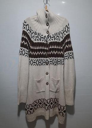 Теплый длинный кардиган south с альпакой с принтом fair isle большой размер 20