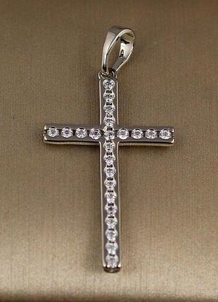 Хрестик xuping jewelry фіанти в окантовці 3 см сріблястий