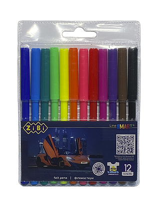 Фломастеры набор 12 цветов машинка smart line (zb.2811)