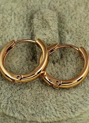 Серьги xuping jewelry колечки крепление точкой 1,5 см золотистые