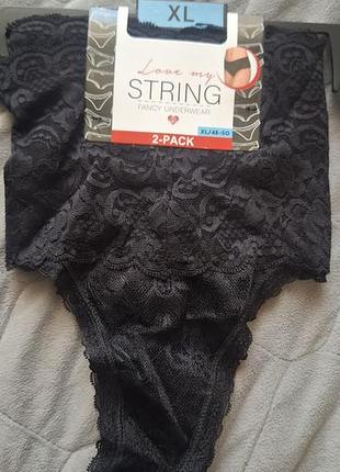 Трусики жіночі love me string мереживні xl чорні 2 шт.