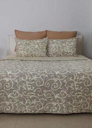 Покривало теп "elegant cotton" 220*240 см 1шт наволочка 50*70 см 2шт (beige and white)