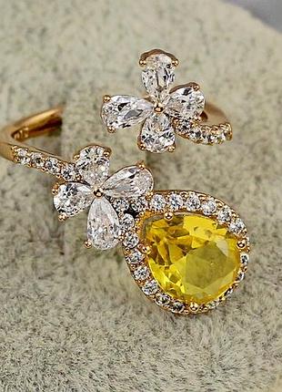 Кільце xuping jewelry марсель з жовтим каменем розсувне р 16 золотисте