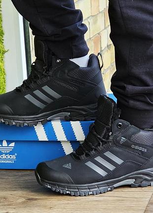 Зимние кроссовки adidas climaproof с мехом черные мужские ботинки адидас (размеры: 42) - 59-4