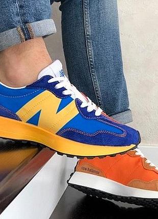 Мужские синие кроссовки new balance 327 желтые оранжевые нью баланс (размеры: 41,42,43,44,45,46) видео обзор