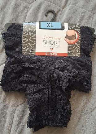 Трусики жіночі love my short мереживні, 2-pack, чорні, xl