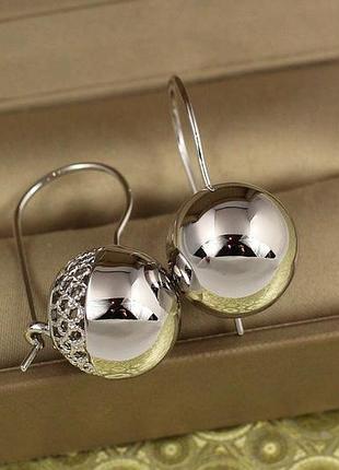 Серьги подвески xuping jewelry шары 3,5 см серебристые
