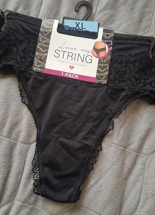 Трусики жіночі стринги love my string чорні xl