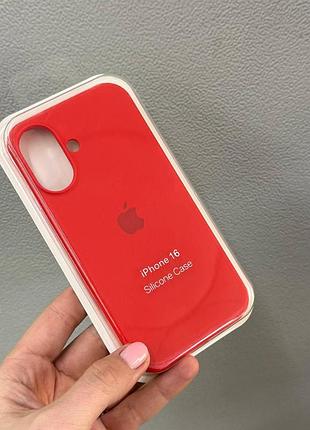 Чехол-накладка с микрофиброй для айфон 16, чехол silicone case с микрофиброй для iphone 16 (красный)