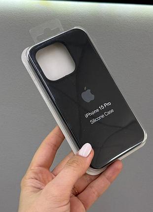 Чехол-накладка с микрофиброй для айфон 15 pro, чехол silicone case с микрофиброй для iphone 15 pro (черный)