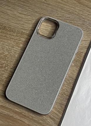 Чохол на iphone 11 сірий з блискітками