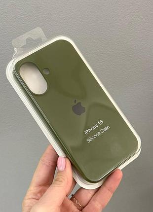 Чехол-накладка с микрофиброй для айфон 16, чехол silicone case с микрофиброй для iphone 16 (зеленый)